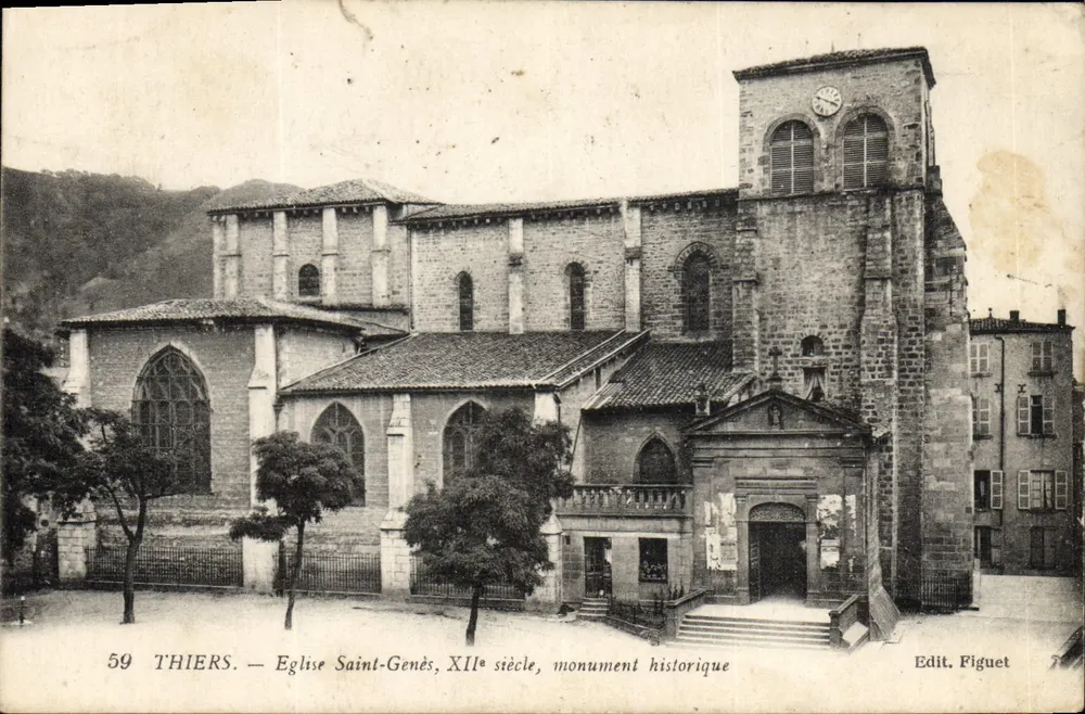 Thiers — Igreja de Saint-Genès, século XII, monumento histórico — Edit. Figuet, n° 59 - Frente