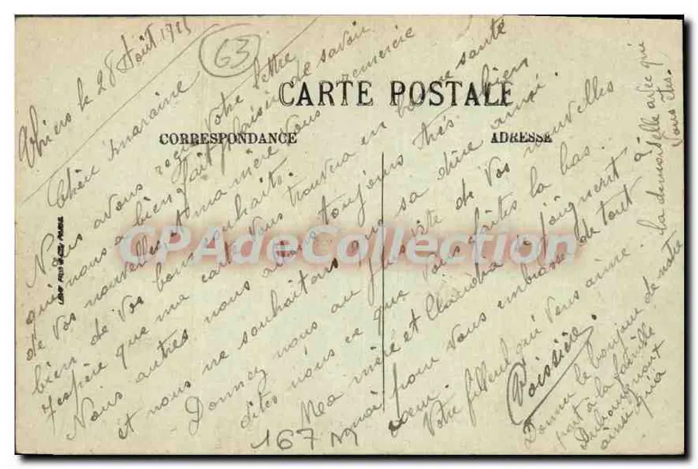 Thiers — Igreja de Saint-Genès, século XII, monumento histórico — Edit. Figuet, n° 59 - Verso