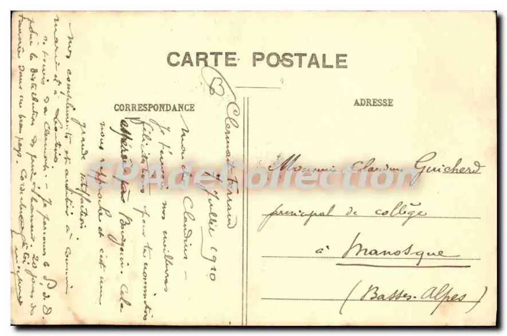 Castelo de Barante — Cour d'honneur — A. Charles, edição em Thiers - Verso
