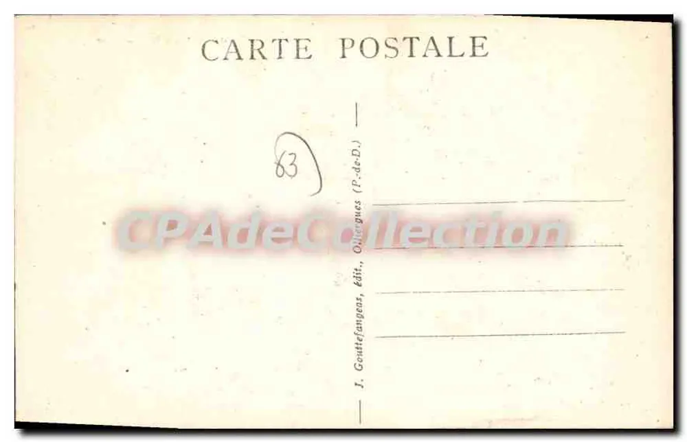 Riom - Praça e Rua Saint-Amable — vista com fonte e igreja — G. D'O. n°803 - Verso