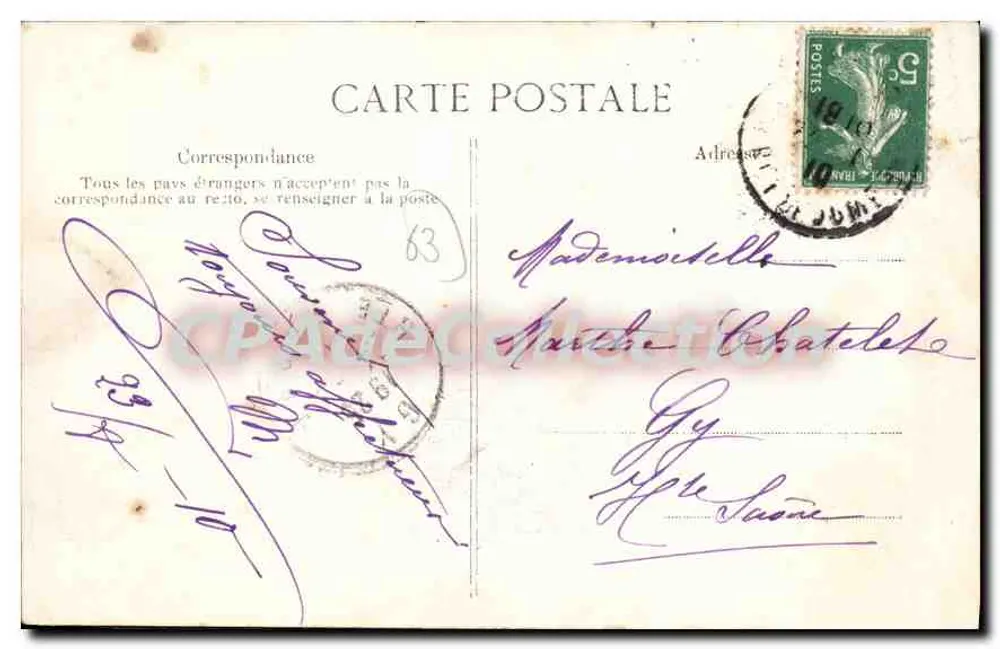 Schloss Saint-Cirgurs — Umgebung von Issoire — Vintage Postcard/Antike Ansichtskarte L'AUVERGNE PITTORESQUE Nr. 1133 - Rückseite