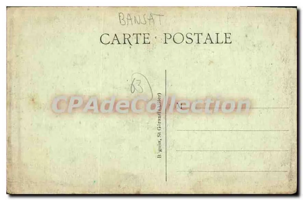 Denkmal für die Kinder von Bansat — 1914-1918 — Foto Mestre in Auzat-sui-Allier, Ideal - Rückseite
