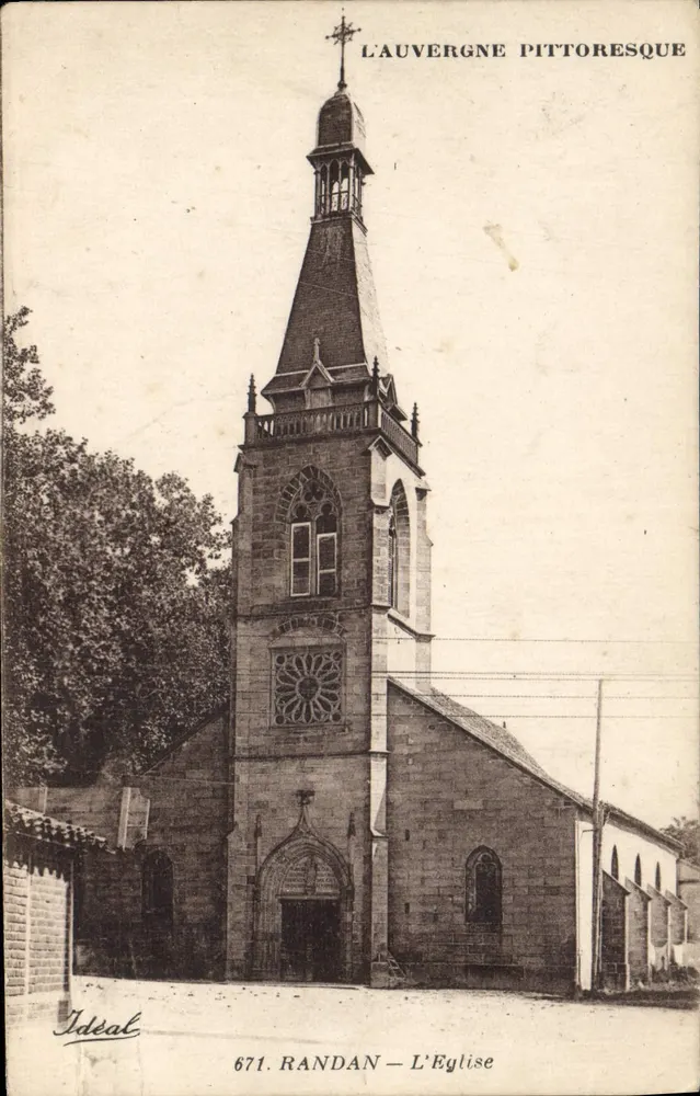 A Auvergne pitoresca — A igreja — Editor Ideal, n° 671 - Frente