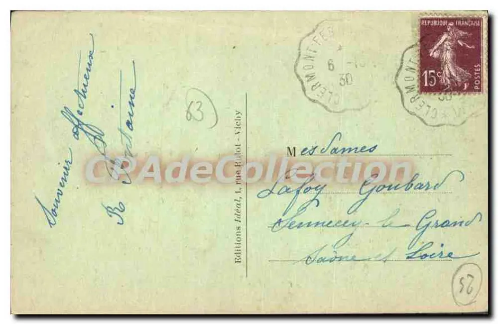 A Auvergne pitoresca — A igreja — Editor Ideal, n° 671 - Verso