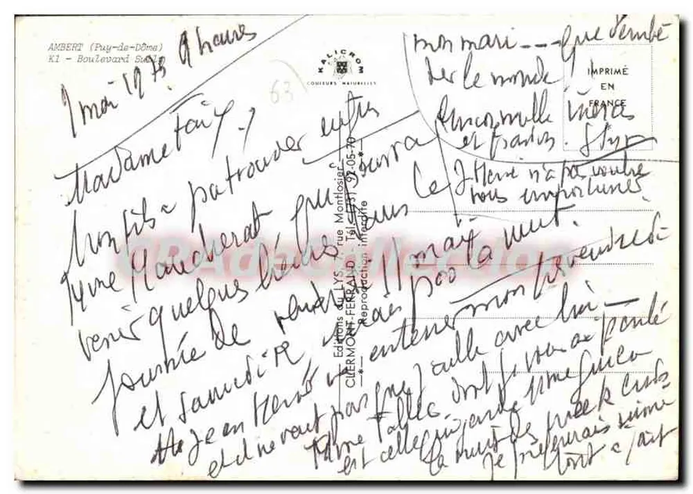 Ambert (Puy-de-Dôme) — Boulevard Saint-Louis — Éditions du Lys - Verso