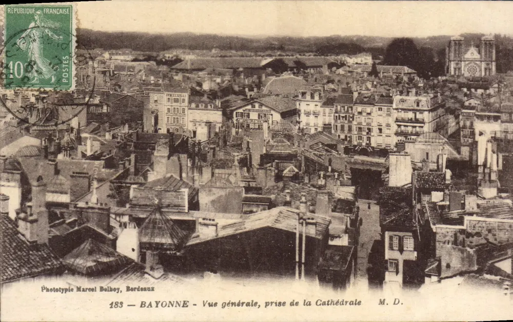 Bayonne — Allgemeiner Blick vom Dom aus — Phototypie Marcel Belhey, Bordeaux, n° 183 - Vorderseite