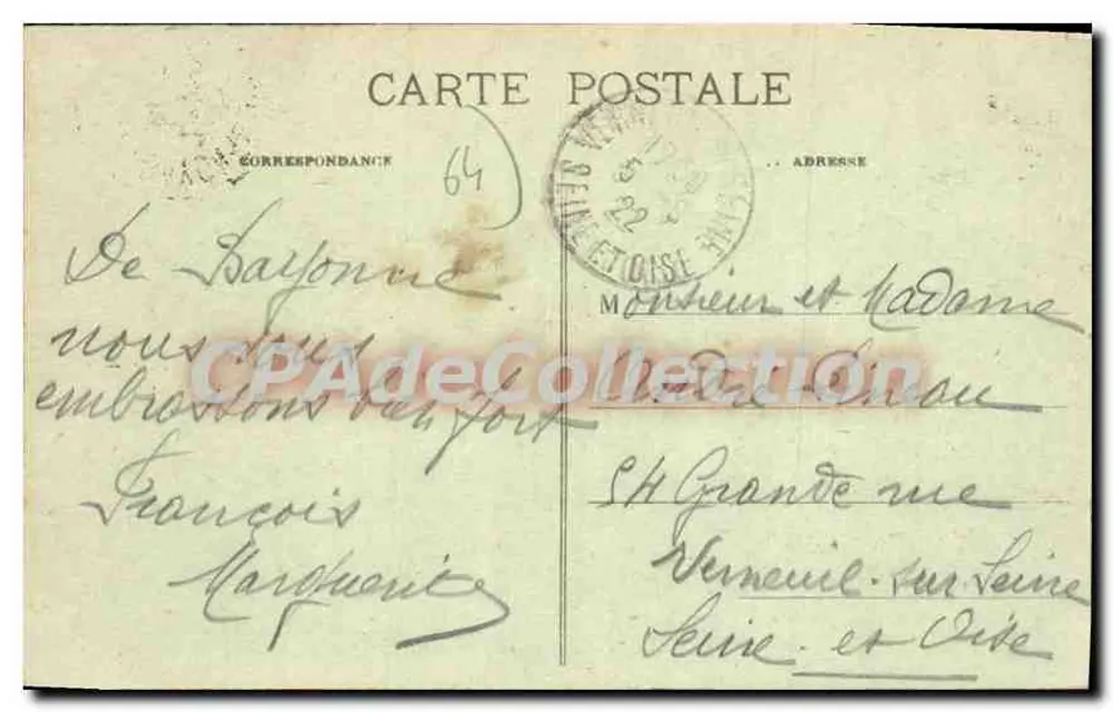 Bayonne — Allgemeiner Blick vom Dom aus — Phototypie Marcel Belhey, Bordeaux, n° 183 - Rückseite