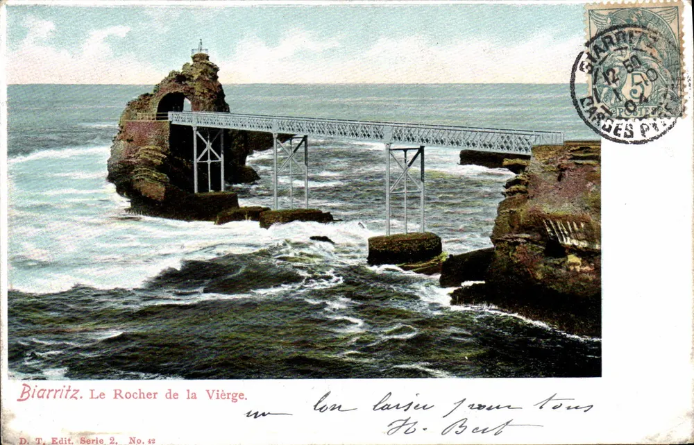 Biarritz. O Rocher da Virgem — D. T. Edit. Série 2, No. 42 - Frente