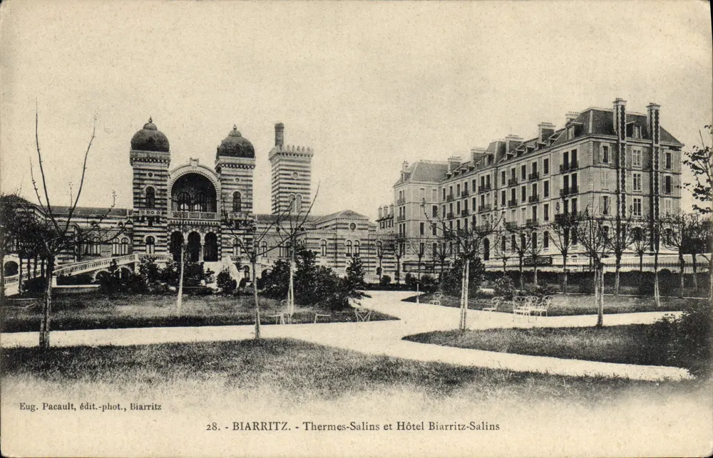 Biarritz - Salztherme und Hotel Biarritz-Salins — Eug. Pacault, Verleger-Fotograf, Biarritz, Nr. 28 - Vorderseite