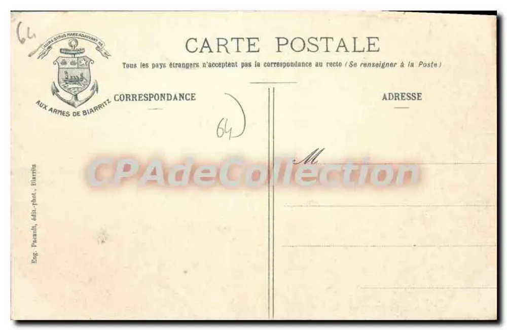 Biarritz - Die Grande Plage und das Municipale Casino — Verlag Pacaut, Biarritz - Rückseite