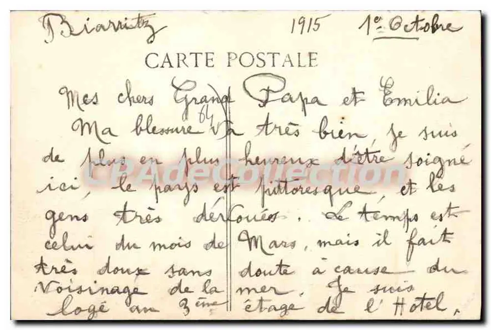 Biarritz — O Casino Bellevue — Editor E.P.D. n°140 - Verso