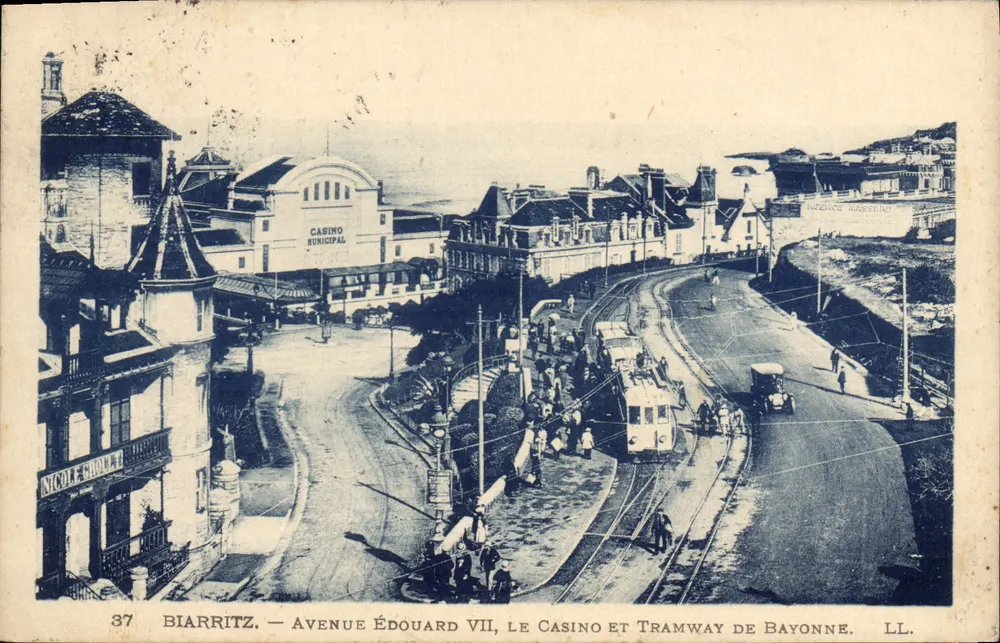 Biarritz — Avenue Édouard VII, das Casino und der Tramway von Bayonne — LL. Nicole Goulet, n°387 - Vorderseite