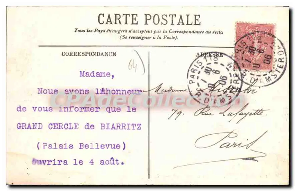 Biarritz — O Palácio Bellevue — LL. - Verso