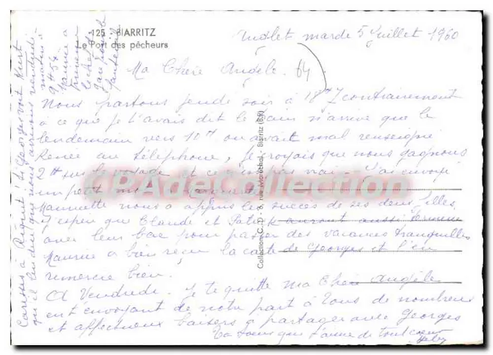 Biarritz — O Porto dos Pescadores — Coleção C.D. (n°125) - Verso