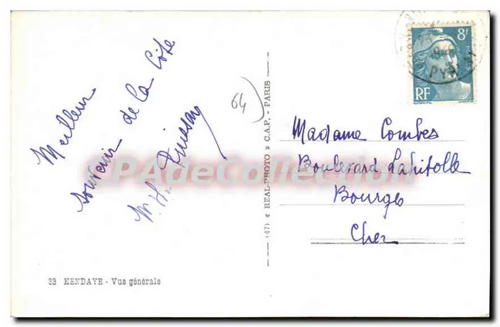 Hendaye — Vista geral — Editor C.A.P. n°33 - Verso