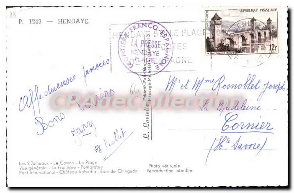 Hendaye — Vista geral — Fronteira franco-espagnola — La Presse - Verso