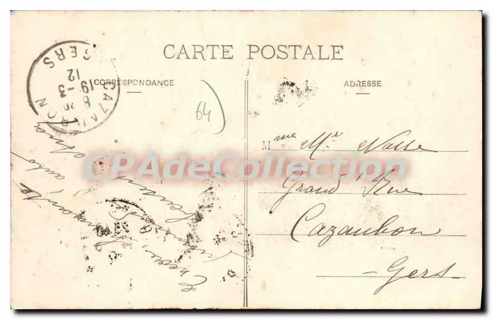 PAU - Khu trại Bernadotte - Hình ảnh quảng trường với tòa nhà và người dân - Nhà xuất bản CPAdeCollection, số 781 - Mặt sau