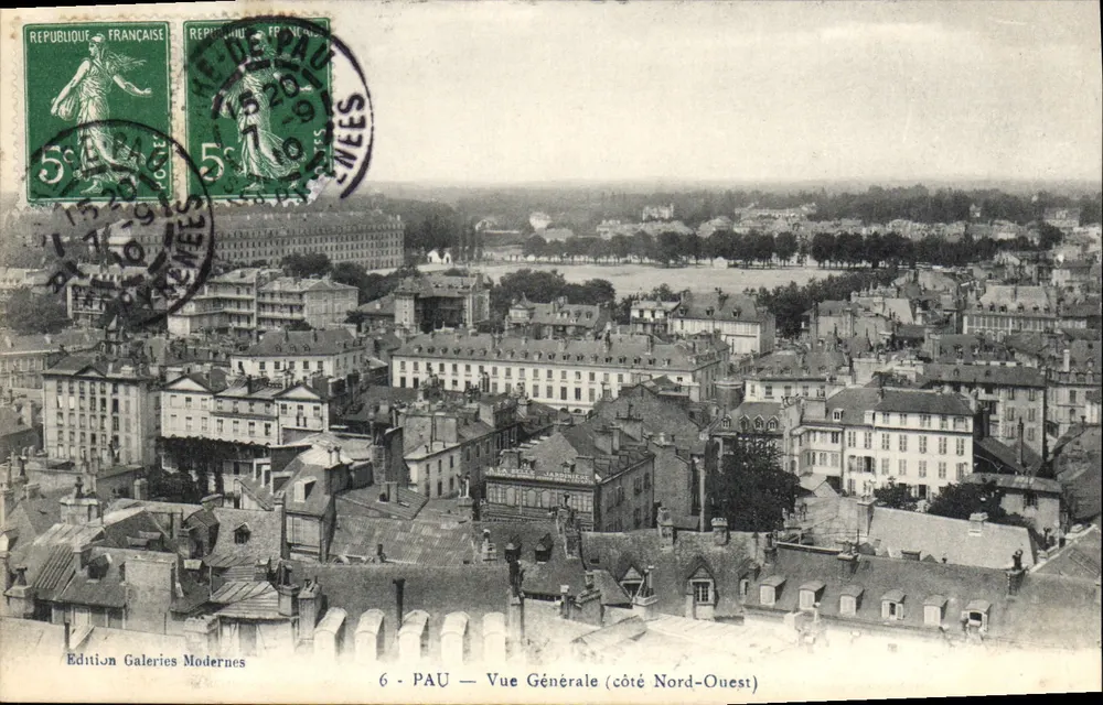 PAU — Vue Générale (côté Nord-Ouest) — Édition Galeries Modernes, n°6 - Recto