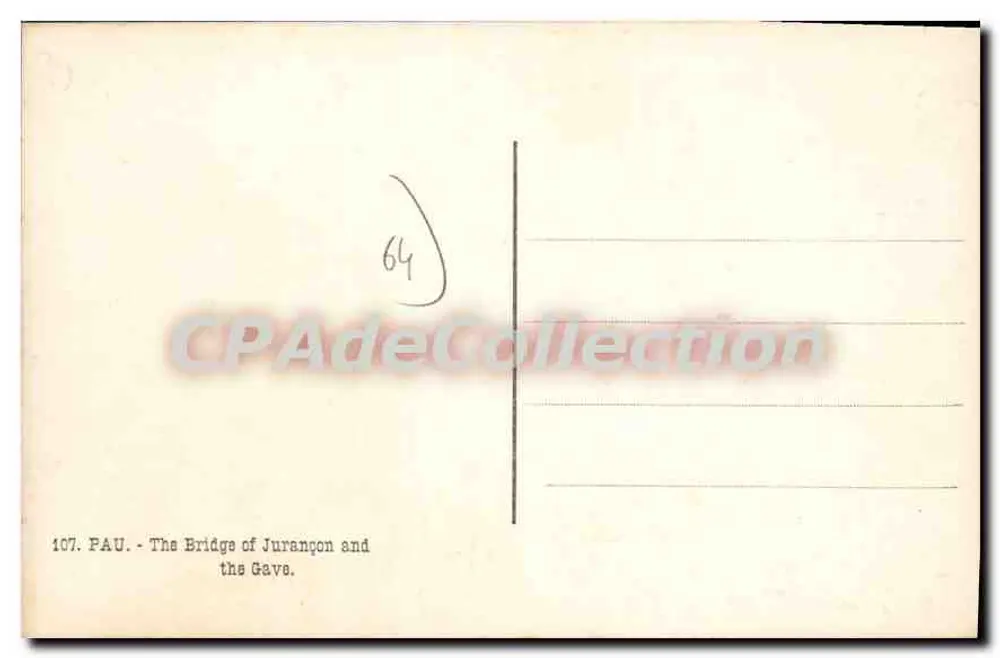 Pau — Cầu Jurançon và sông Gave — Bưu thiếp cổ của bộ sưu tập - Mặt sau