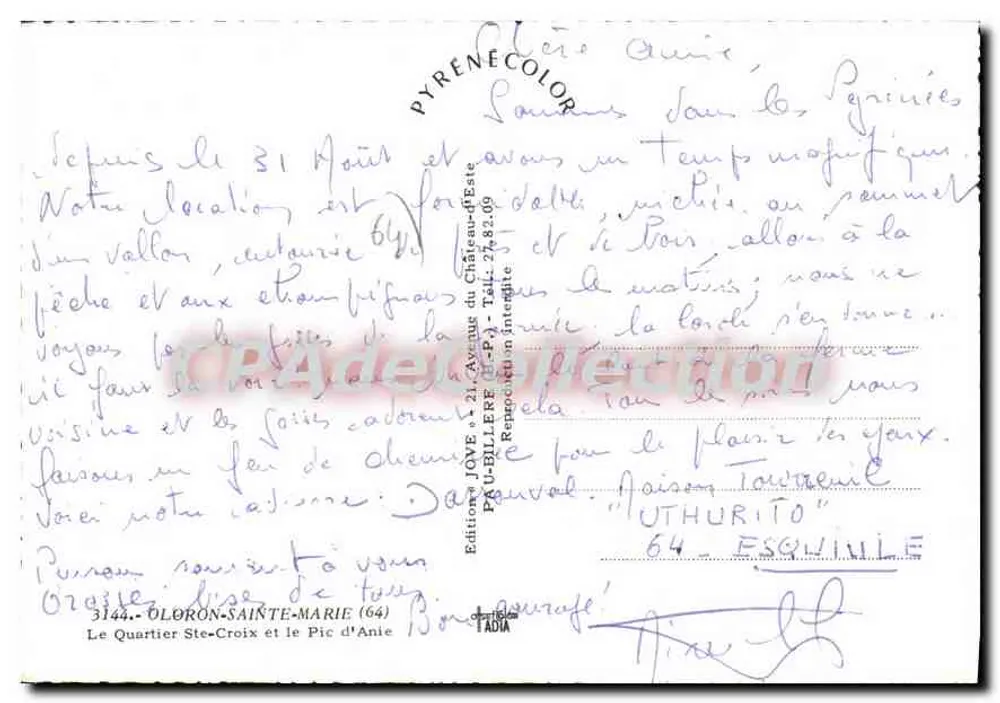 Oloron-Sainte-Marie — O Bairro Ste-Croix e o Pic d'Anie — Edições JOVE - Verso
