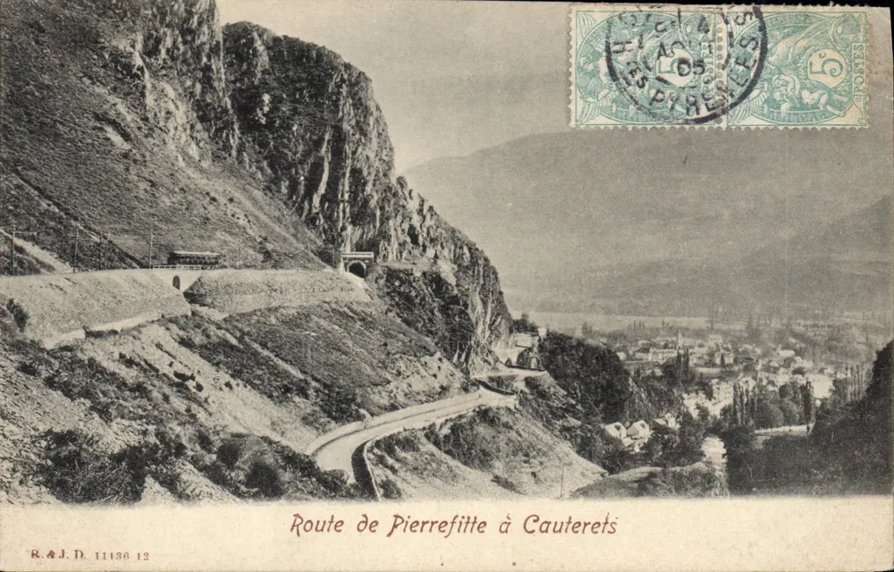Pierrefitte'den Cauterets'e yol — panoramik görünüm — R.&J.D. 11138 12 - Ön yüz