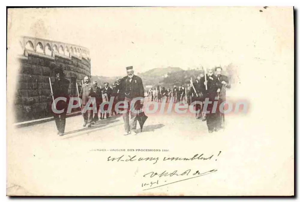 Lourdes - Origine des processions 1896 — éditeur non identifié - Recto
