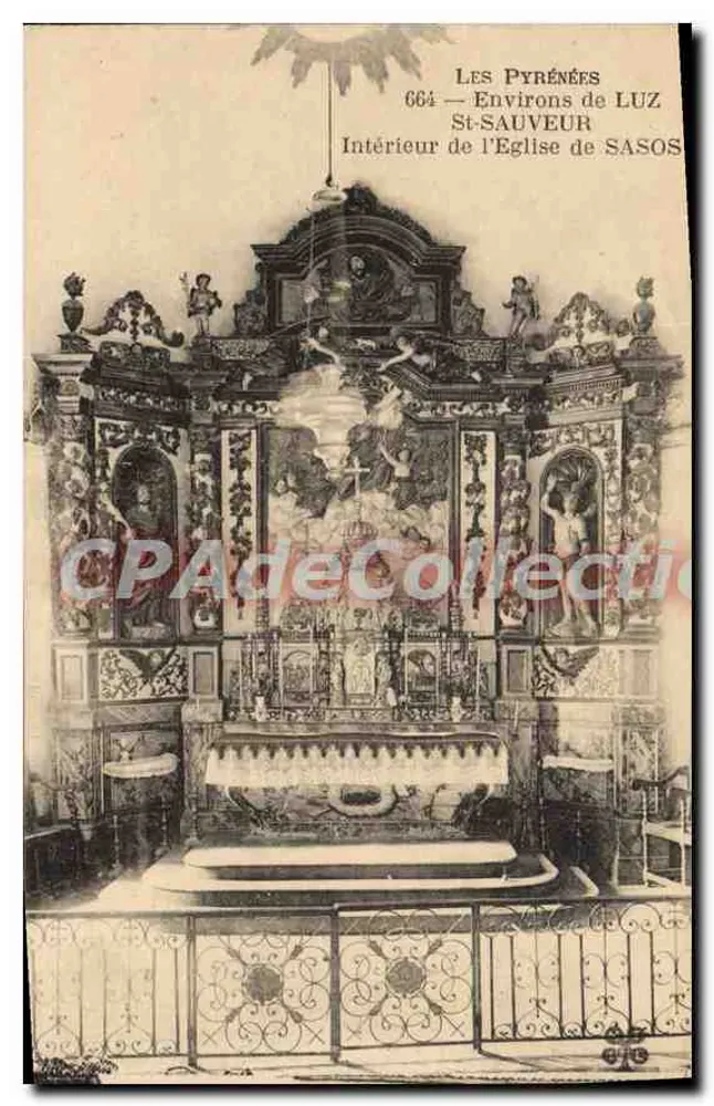 Innenansicht der Kirche in Sasos — Die Pyrenäen — Umgebung von Luz — St-Sauveur - Vorderseite