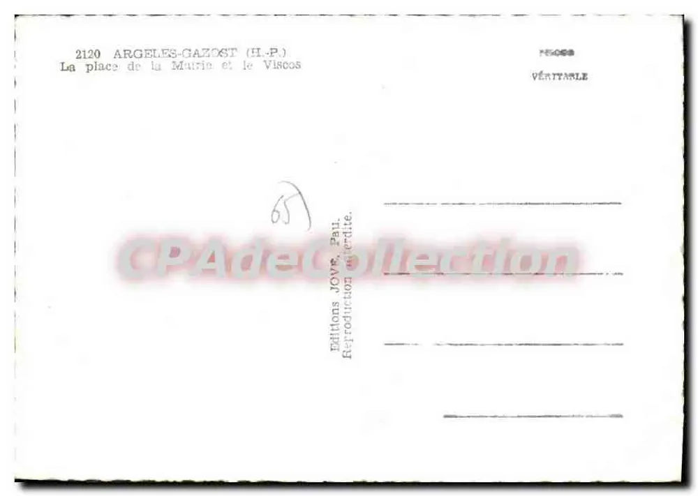 Argeles-Gazost (H.P.) — La plaza del Ayuntamiento y el Viscos — Ediciones Jova, Paul - Reverso