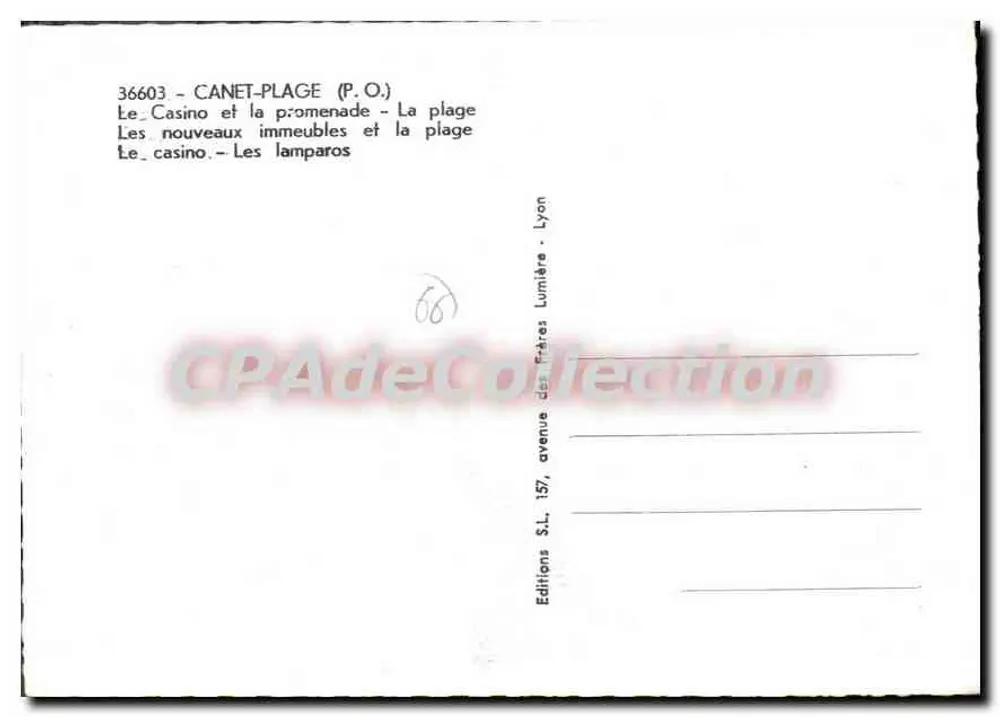Canet-Plage — Panoramablick — Editions S.L. Lyon - Rückseite