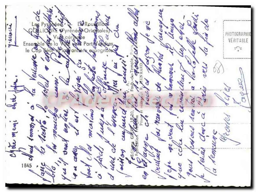 गोलियूर (पिरेनीज-ओरिएंटल्स) — कैप बेर और स्पेन के सीमा की एयरो स्पॉट — एडिशन वी. ए. फूबर्ट, पेरिस - पीछे