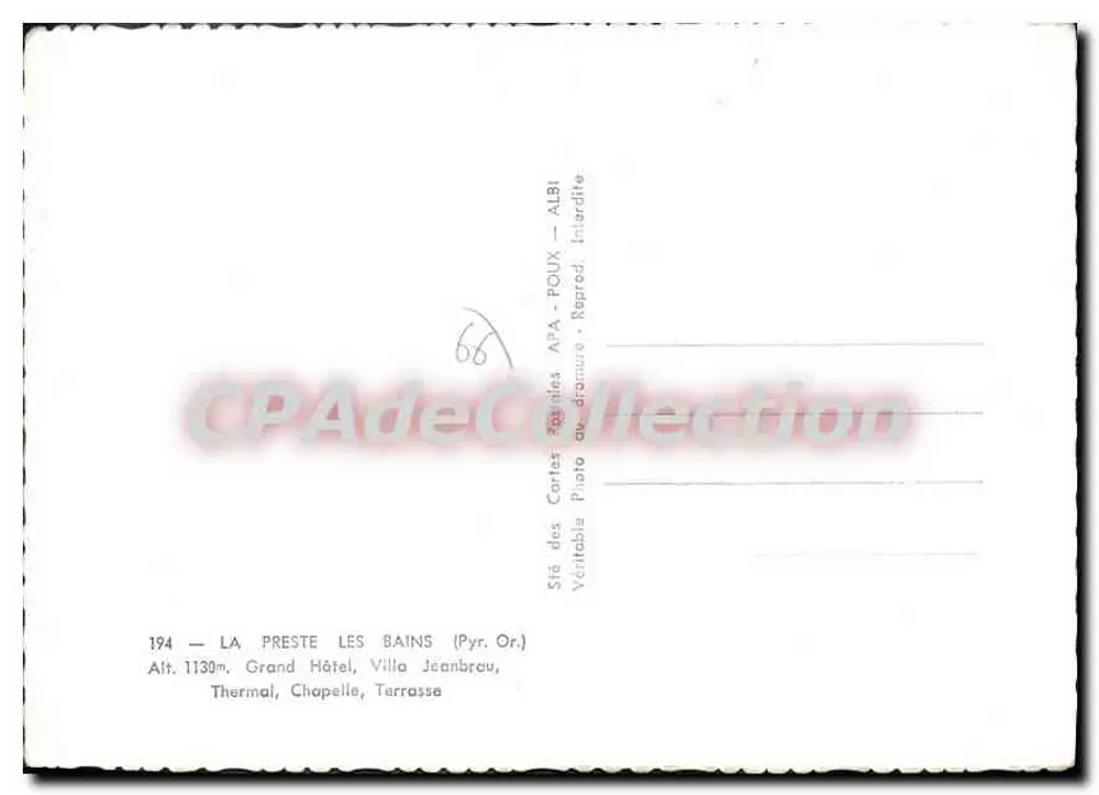 La Preste Les Bains — Grand Hôtel, Villa Jeanbrau, Chapelle, Terrasse — APA - Verso