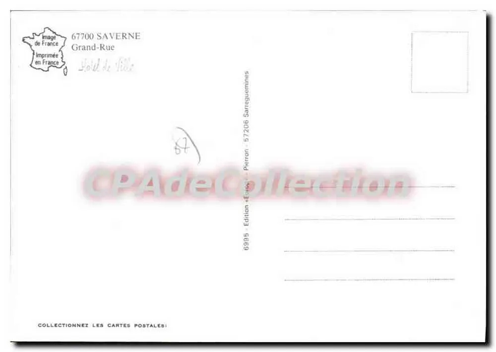 Saverne — Grand-Rue — Edição «Edição de Saverne» n°6995 - Verso