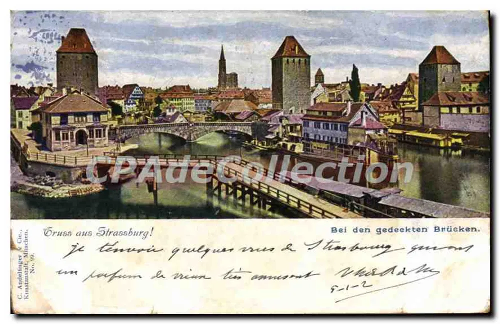 Strasbourg — vista dos pontes cobertas — editor C. Anzinger, n° 96 - Frente