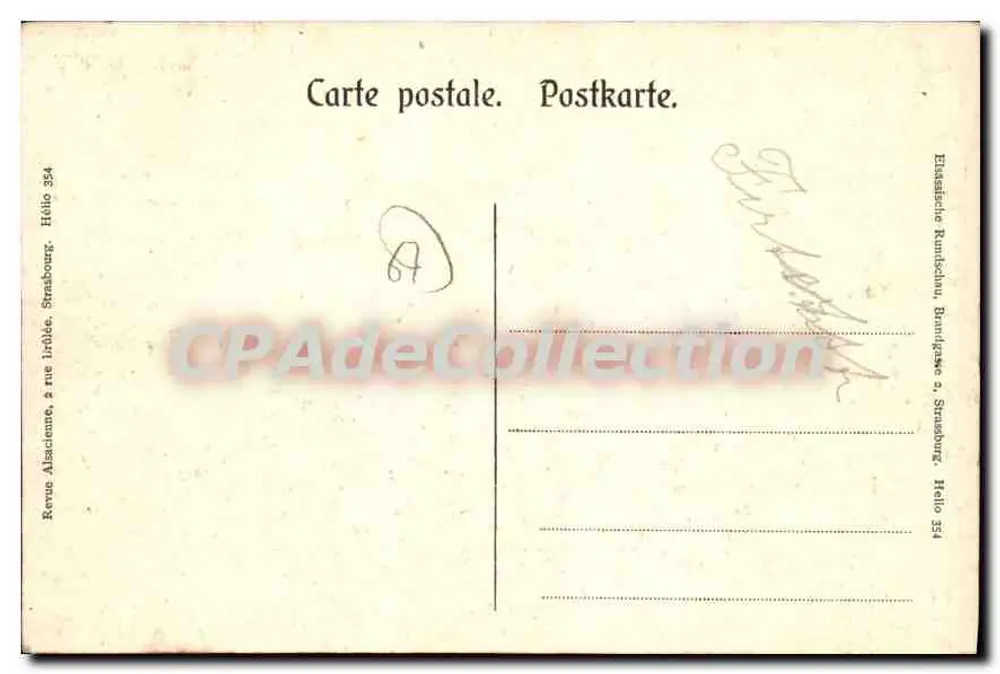 Estrasburgo — vista do cais com a catedral e o depósito de Ch. Hackenschmidt — Revue Alsacienne, Héloïs 354 - Verso