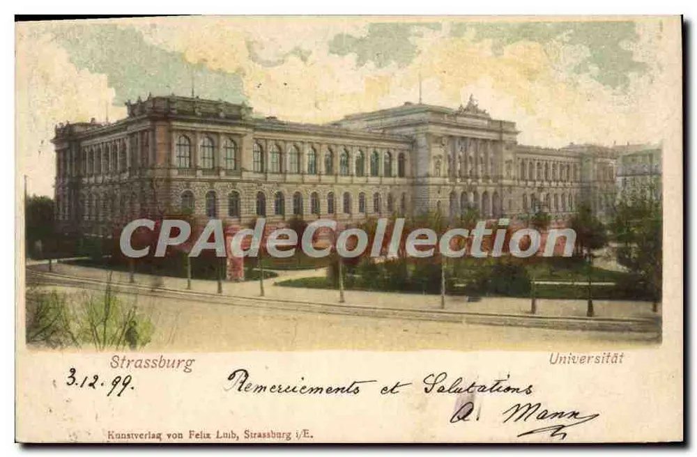 Universidade de Strasbourg — vista do edifício — Kunstverlag von Felix Lübb, Strassburg i/E. - Frente