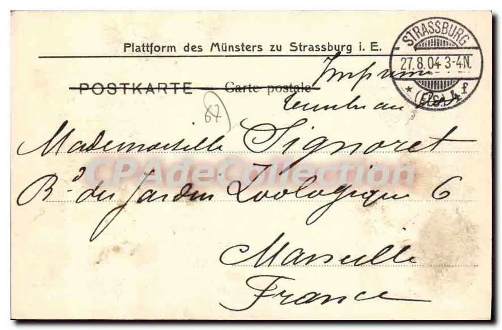 Strassburg — Nid d'hirondelles (Nid de andorinhas) — Fleury, editor, número de série não visível - Verso
