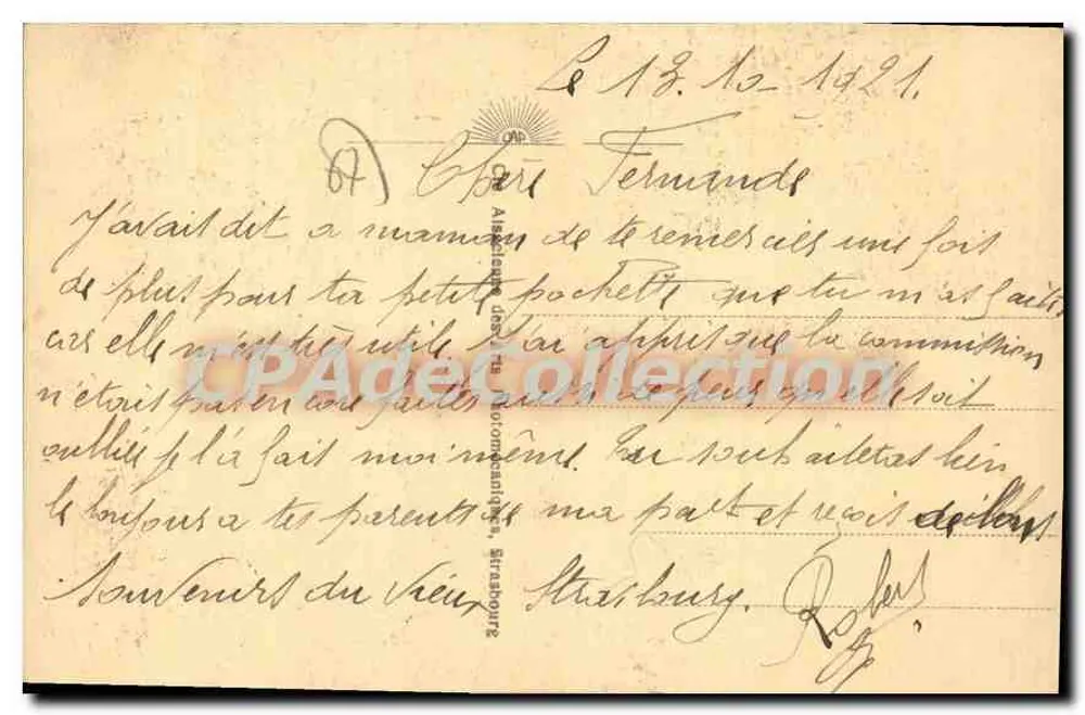 Estrasburgo - Cour du Corbeau — Bilhete postal antigo, n° 167 - Verso