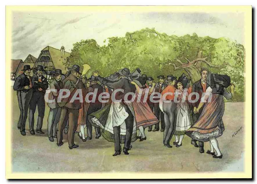 Tańczący wieśniak — Jeśli Alsacja byłaby opowiedziana — Henri Loux (1873-1907) — Wydawnictwo Sztuki "La France" - Awers
