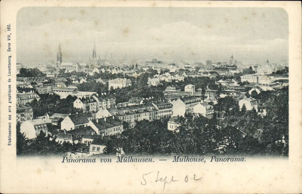 Mulhouse, Panorama — Série VIII, n° 160 — Estabelecimento dos Artes Gráficas de Luxemburgo - Frente