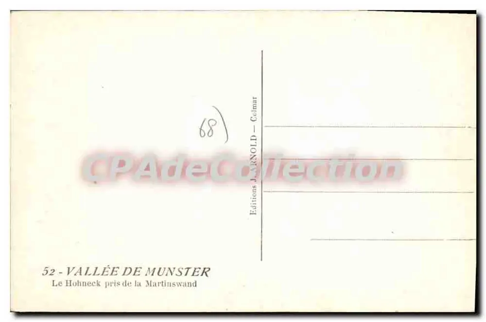 Der Hohneck vom Martinswand aus — Tal von Munster — Éditions J. ARNOLD — Colmar - Rückseite