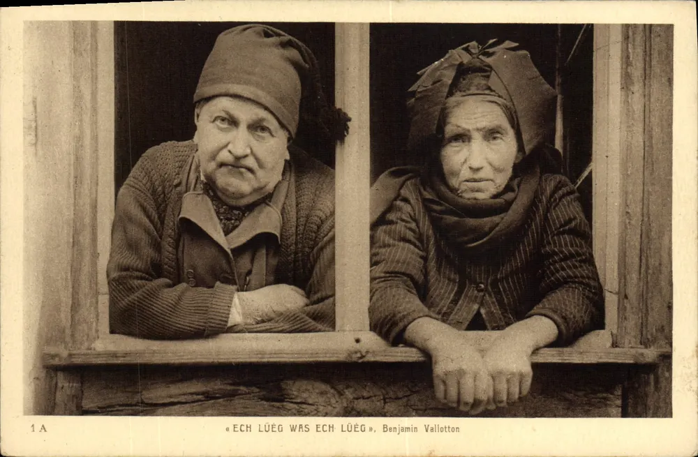 Twee oude vrouwen — Elzas — Benjamin Vallotton, serie 1A - Voorkant