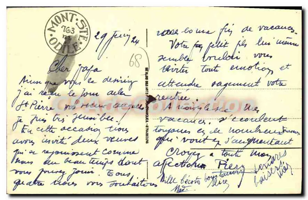 Monte Ste-Odile (altitude 763 m) — A Terrasse — editor desconhecido, n° 45 - Verso