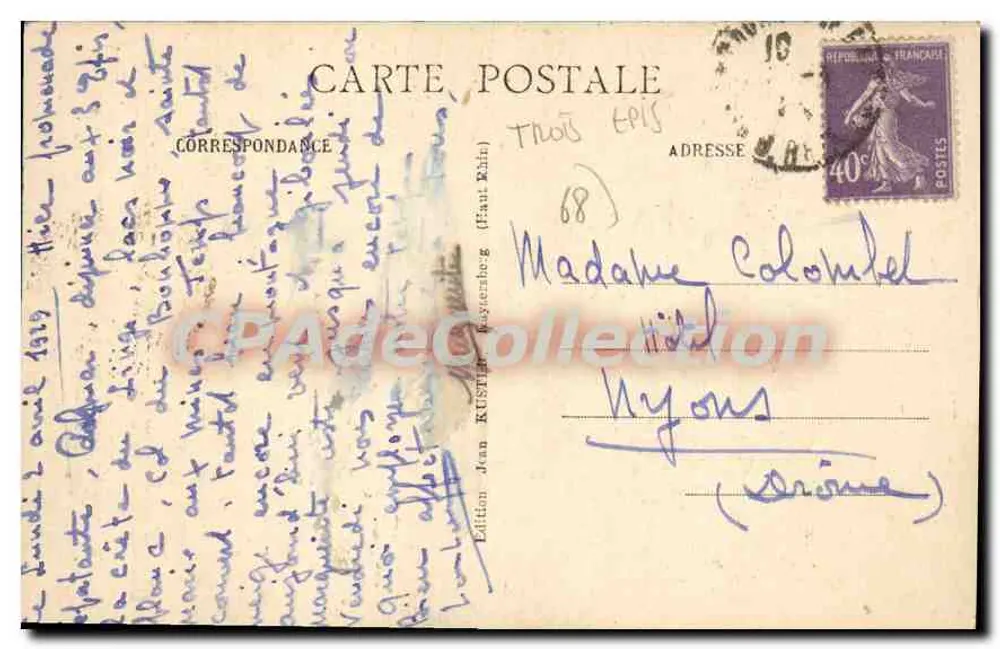 Monument commémoratif de Reconnaissance — Souvenir des Soldats tombés dans les environs — Édition Jean Kustenberg (68) - Verso