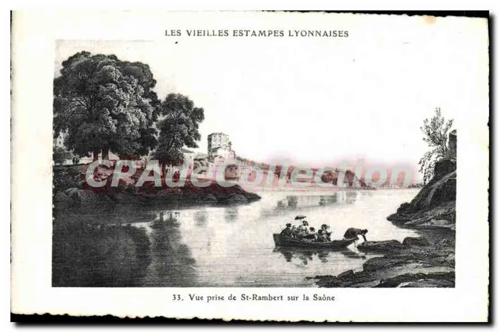 Vista tirada de St-Rambert sobre a Saône — Série As Velhas Estampas de Lyon — n°33 — editor S. Farges, Lyon - Frente