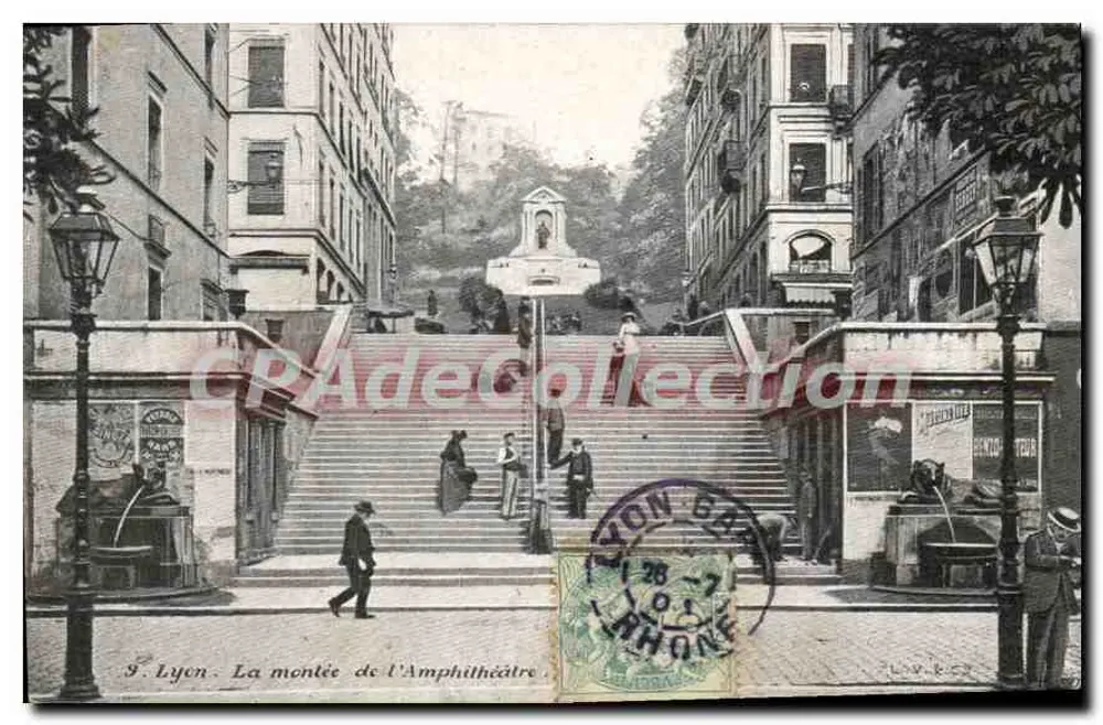 Lyon - A subida do Amphitéatro — editor L. V. R. C. A. - Frente