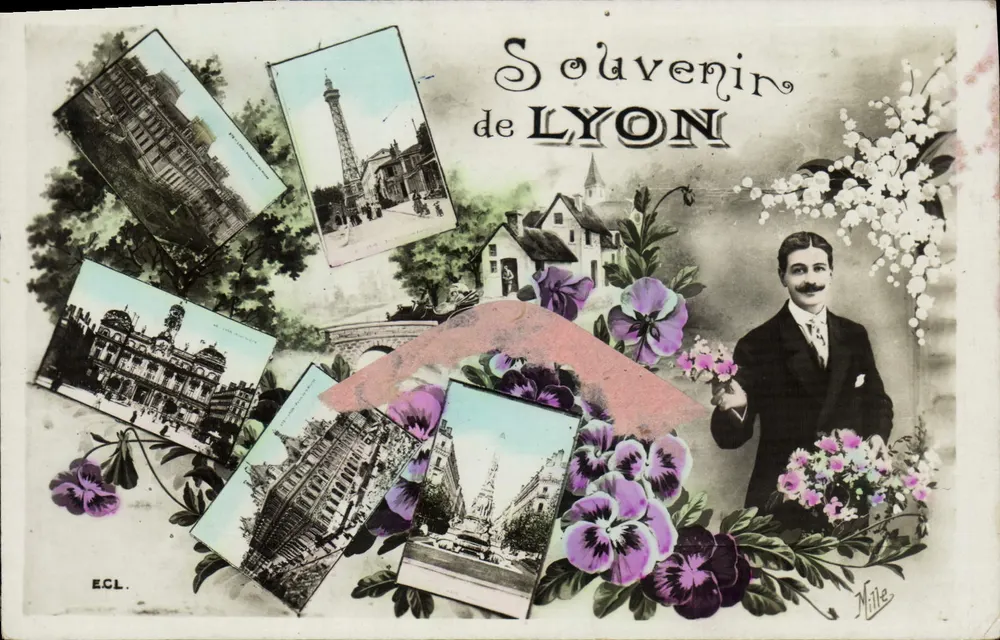 Pamiątka z LION — wydawca E.C.L. i numer serii Nille - Awers