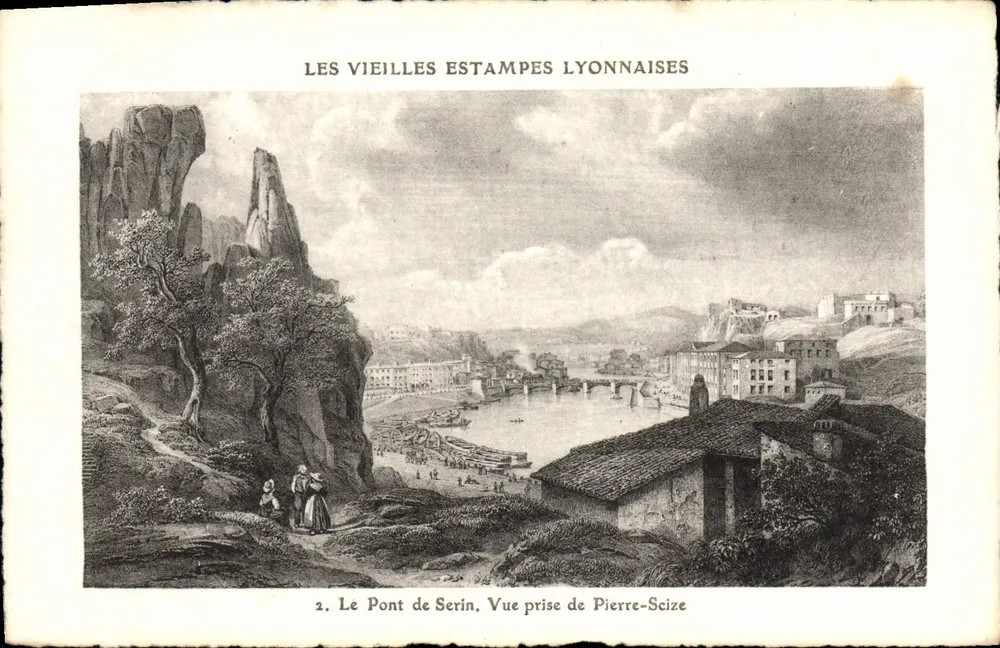 Der Serinbrücke. Ansicht vom Pierre-Scize — Die Alten Lyon-Steindrucke, n°2 - Vorderseite