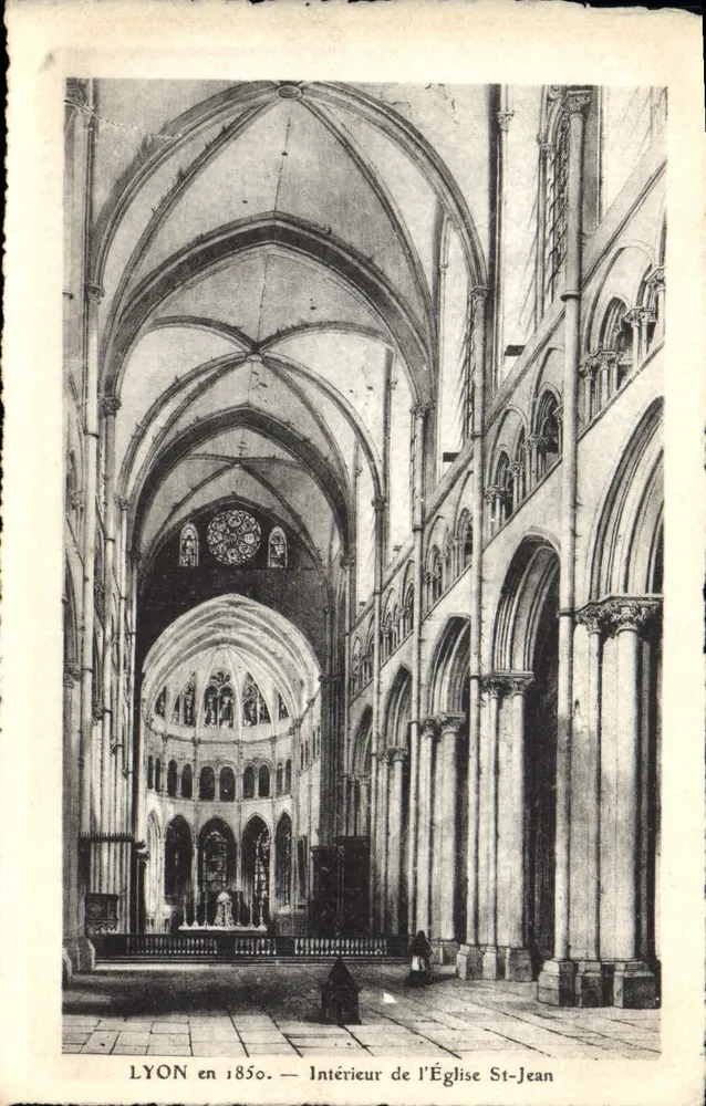 LYON en 1850 — Interior de la Iglesia de San Juan - Anverso