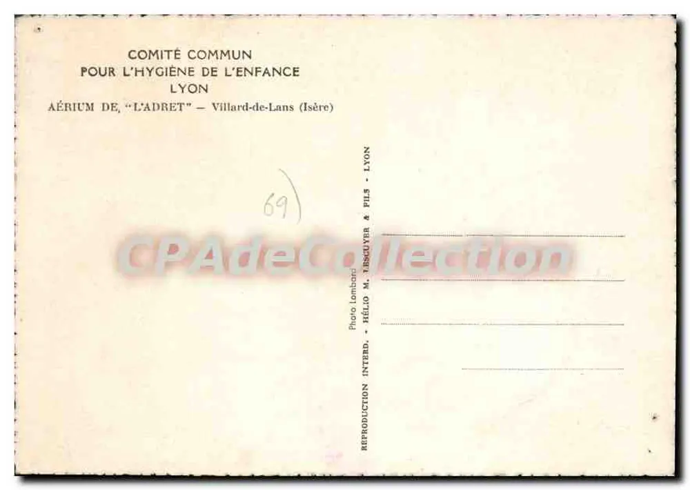 L'Adret Aérium — Gemeinsamer Ausschuss für Kinderhygiene — Villard-de-Lans (Isère) - Rückseite