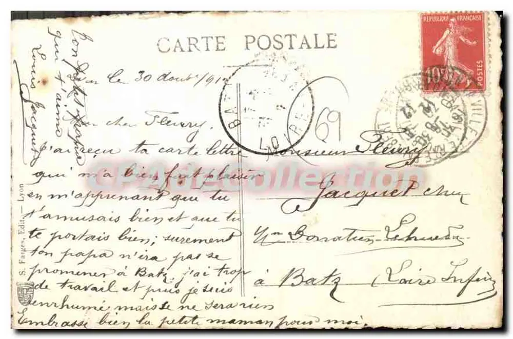 Anse e o Monte d'Or — As Velhas Estampas de Lyon n°23 — S. Fanges, Editor - Verso